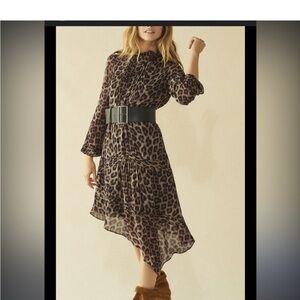 Bash Leopard Print Long Sleeve Dress